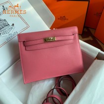 HERMES  唇膏粉  愛馬仕 原單evercolor皮 Kelly DanSe 22cm  金銀扣