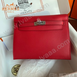 HERMES  大紅  愛馬仕 原單evercolor皮 Kelly DanSe 22cm  金銀扣