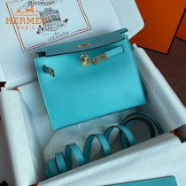 HERMES  北方蓝  愛馬仕 原單evercolor皮 Kelly DanSe 22cm  金銀扣