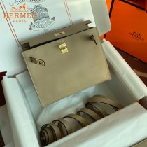 HERMES  风衣灰  愛馬仕 原單evercolor皮 Kelly DanSe 22cm  金銀扣