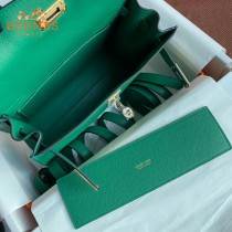 HERMES  丝绒绿  愛馬仕 原單evercolor皮 Kelly DanSe 22cm  金銀扣