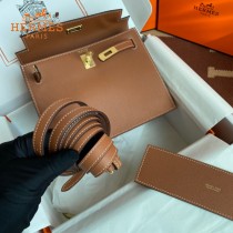 HERMES  金棕  愛馬仕 原單evercolor皮 Kelly DanSe 22cm  金銀扣