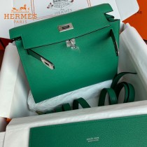 HERMES  丝绒绿  愛馬仕 原單evercolor皮 Kelly DanSe 22cm  金銀扣