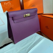 HERMES  海葵紫  愛馬仕 原單evercolor皮 Kelly DanSe 22cm  金銀扣