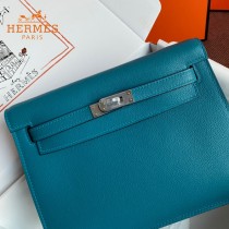 HERMES  牛仔蓝  愛馬仕 原單evercolor皮 Kelly DanSe 22cm  金銀扣