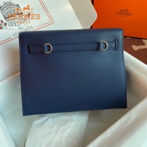 HERMES  深蓝  愛馬仕 原單evercolor皮 Kelly DanSe 22cm  金銀扣