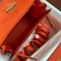 HERMES  橙色  愛馬仕 原單evercolor皮 Kelly DanSe 22cm  金銀扣