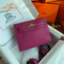 HERMES  玫瑰紫  愛馬仕 原單evercolor皮 Kelly DanSe 22cm  金銀扣