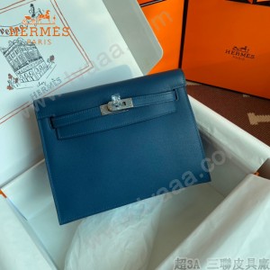 HERMES  深邃蓝  愛馬仕 原單evercolor皮 Kelly DanSe 22cm  金銀扣