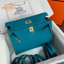 HERMES  牛仔蓝  愛馬仕 原單evercolor皮 Kelly DanSe 22cm  金銀扣