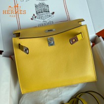 HERMES  柠檬黄  愛馬仕 原單evercolor皮 Kelly DanSe 22cm  金銀扣