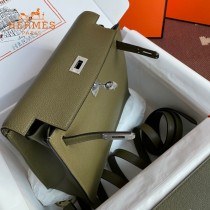 HERMES  丛林绿  愛馬仕 原單evercolor皮 Kelly DanSe 22cm  金銀扣