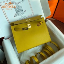 HERMES  琥珀黄  愛馬仕 原單evercolor皮 Kelly DanSe 22cm  金銀扣