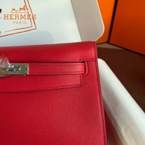 HERMES  大紅  愛馬仕 原單evercolor皮 Kelly DanSe 22cm  金銀扣