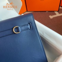 HERMES  深蓝  愛馬仕 原單evercolor皮 Kelly DanSe 22cm  金銀扣