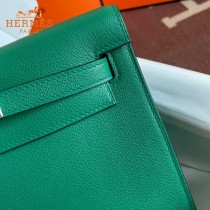 HERMES  丝绒绿  愛馬仕 原單evercolor皮 Kelly DanSe 22cm  金銀扣