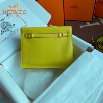 HERMES  柠檬黄  愛馬仕 原單evercolor皮 Kelly DanSe 22cm  金銀扣