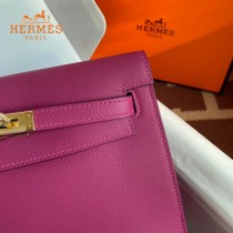 HERMES  玫瑰紫  愛馬仕 原單evercolor皮 Kelly DanSe 22cm  金銀扣