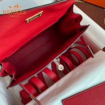 HERMES  大紅  愛馬仕 原單evercolor皮 Kelly DanSe 22cm  金銀扣