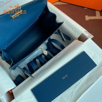 HERMES  深邃蓝  愛馬仕 原單evercolor皮 Kelly DanSe 22cm  金銀扣