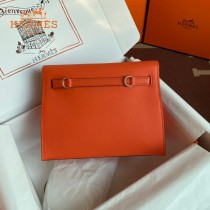 HERMES  橙色  愛馬仕 原單evercolor皮 Kelly DanSe 22cm  金銀扣