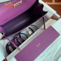 HERMES  海葵紫  愛馬仕 原單evercolor皮 Kelly DanSe 22cm  金銀扣