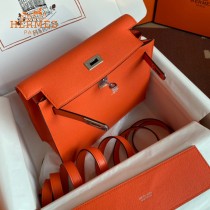 HERMES  橙色  愛馬仕 原單evercolor皮 Kelly DanSe 22cm  金銀扣