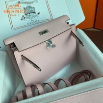 HERMES  3Q粉  愛馬仕 原單evercolor皮 Kelly DanSe 22cm  金銀扣