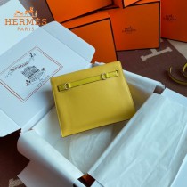 HERMES  柠檬黄  愛馬仕 原單evercolor皮 Kelly DanSe 22cm  金銀扣