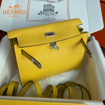 HERMES  柠檬黄  愛馬仕 原單evercolor皮 Kelly DanSe 22cm  金銀扣
