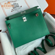 HERMES  丝绒绿  愛馬仕 原單evercolor皮 Kelly DanSe 22cm  金銀扣