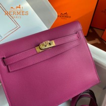 HERMES  玫瑰紫  愛馬仕 原單evercolor皮 Kelly DanSe 22cm  金銀扣