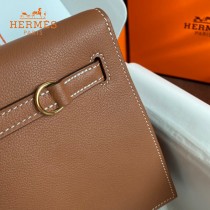 HERMES  金棕  愛馬仕 原單evercolor皮 Kelly DanSe 22cm  金銀扣