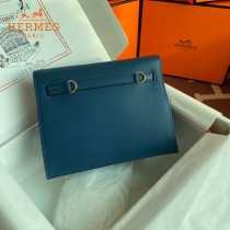 HERMES  深邃蓝  愛馬仕 原單evercolor皮 Kelly DanSe 22cm  金銀扣