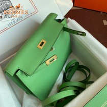 HERMES  牛油果绿  愛馬仕 原單evercolor皮 Kelly DanSe 22cm  金銀扣