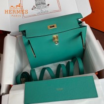 HERMES  孔雀蓝  愛馬仕 原單evercolor皮 Kelly DanSe 22cm  金銀扣