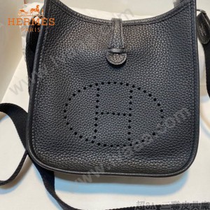 HERMES愛馬仕-018   原單伊芙琳 mini evelyne 17cm 金銀扣現貨蠟線