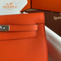 HERMES  橙色  愛馬仕 原單evercolor皮 Kelly DanSe 22cm  金銀扣