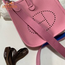 HERMES愛馬仕-010   原單伊芙琳 mini evelyne 17cm 金銀扣現貨蠟線