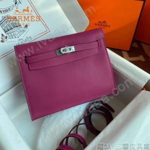 HERMES  玫瑰紫  愛馬仕 原單evercolor皮 Kelly DanSe 22cm  金銀扣