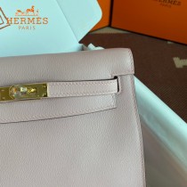 HERMES  3Q粉  愛馬仕 原單evercolor皮 Kelly DanSe 22cm  金銀扣