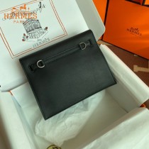 HERMES  黑色  愛馬仕 原單evercolor皮 Kelly DanSe 22cm  金銀扣