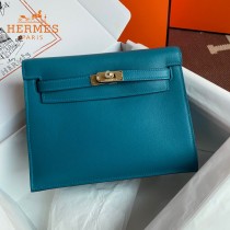 HERMES  牛仔蓝  愛馬仕 原單evercolor皮 Kelly DanSe 22cm  金銀扣