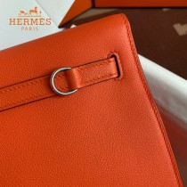 HERMES  橙色  愛馬仕 原單evercolor皮 Kelly DanSe 22cm  金銀扣