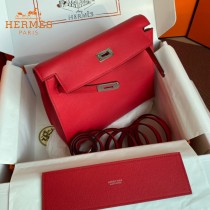 HERMES  大紅  愛馬仕 原單evercolor皮 Kelly DanSe 22cm  金銀扣