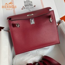 HERMES  酒红  愛馬仕 原單evercolor皮 Kelly DanSe 22cm  金銀扣
