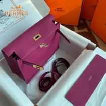HERMES  玫瑰紫  愛馬仕 原單evercolor皮 Kelly DanSe 22cm  金銀扣