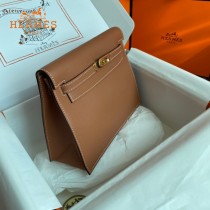 HERMES  金棕  愛馬仕 原單evercolor皮 Kelly DanSe 22cm  金銀扣