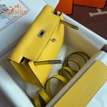 HERMES  柠檬黄  愛馬仕 原單evercolor皮 Kelly DanSe 22cm  金銀扣