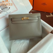 HERMES  沥青灰  愛馬仕 原單evercolor皮 Kelly DanSe 22cm  金銀扣
